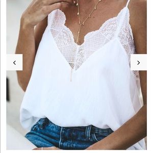 Delicate Lace Cami Tank- White